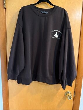 Primark Black Pilates Club Central Park Crewneck Sweatshirt